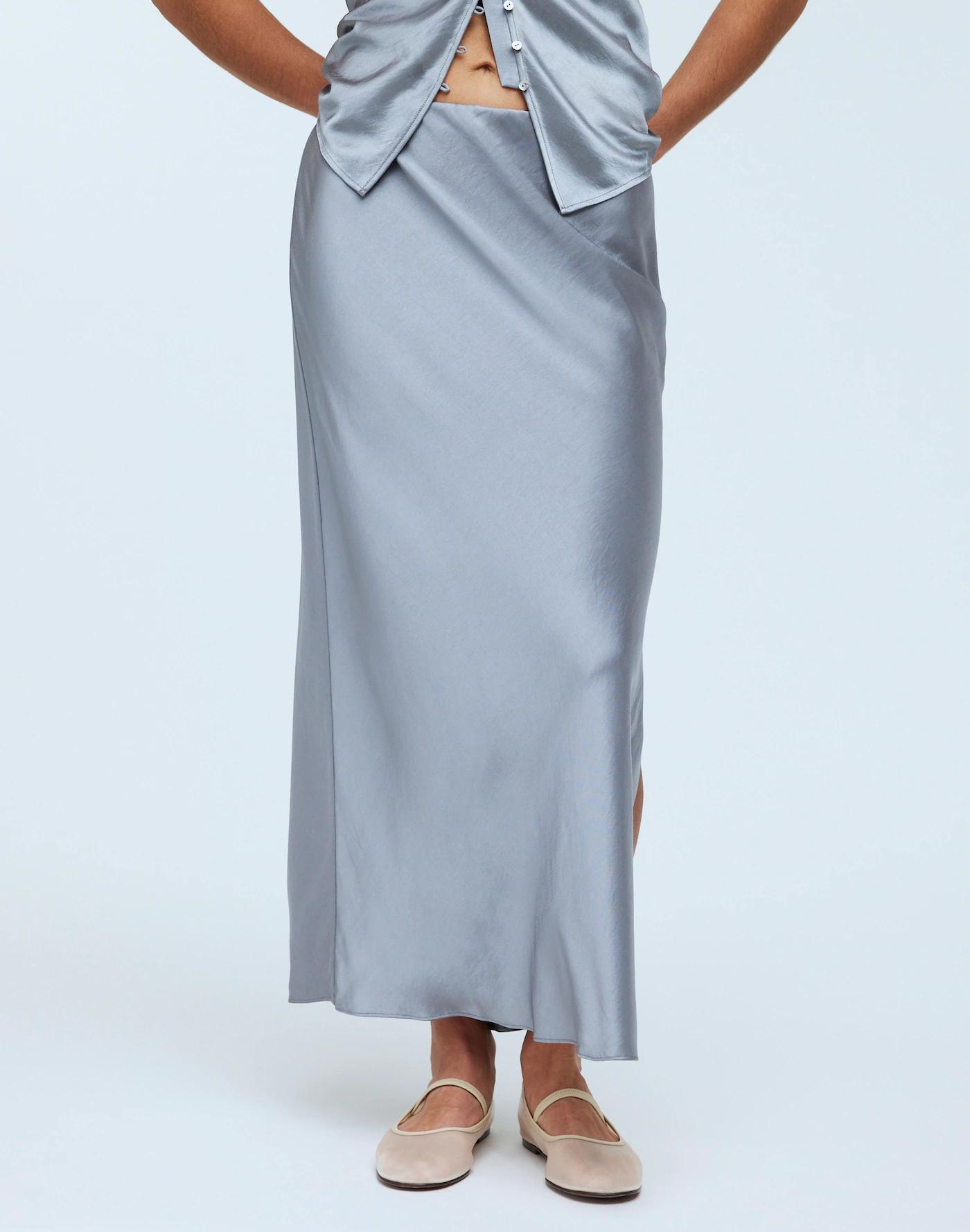 Satin Maxi Slip Skirt Product Image