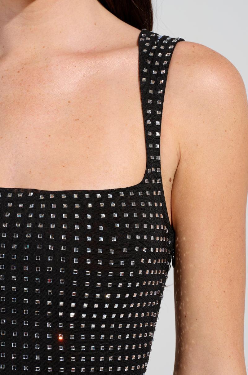 CHAMPAGNE PROBLEMS RHINESTONE MESH MAXI DRESS Product Image