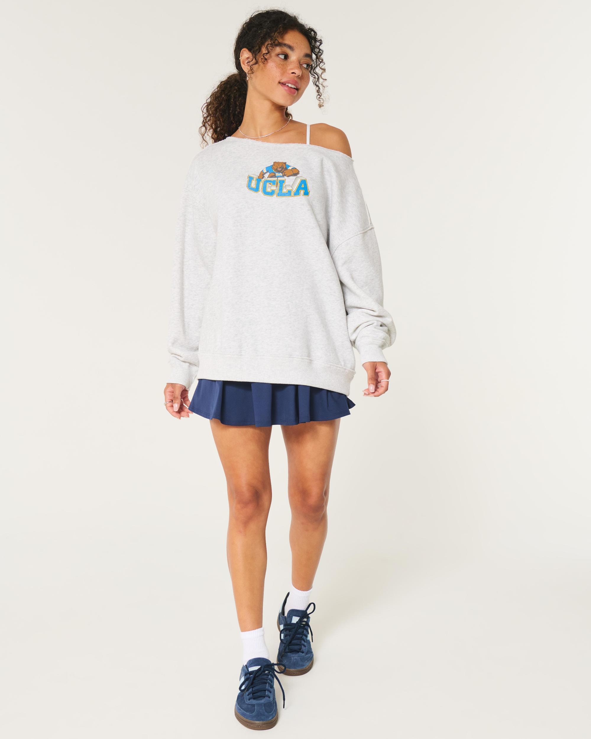 Oversized Off-the-Shoulder University of Miami  Graphic Sweatshirt Product Image