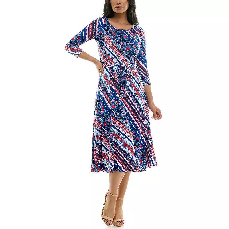 Women's Nina Leonard Sylvia Midi Dress, Size: Medium, Red Team Product Image
