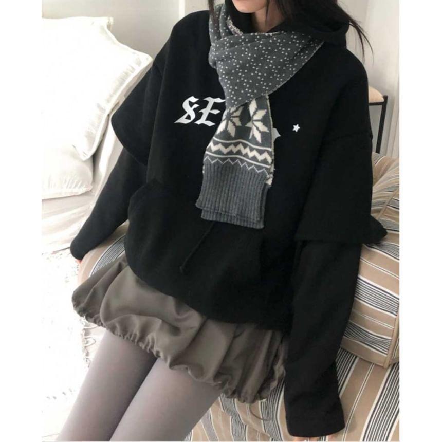 Lettering Mock Two-Piece Oversized Hoodie Product Image