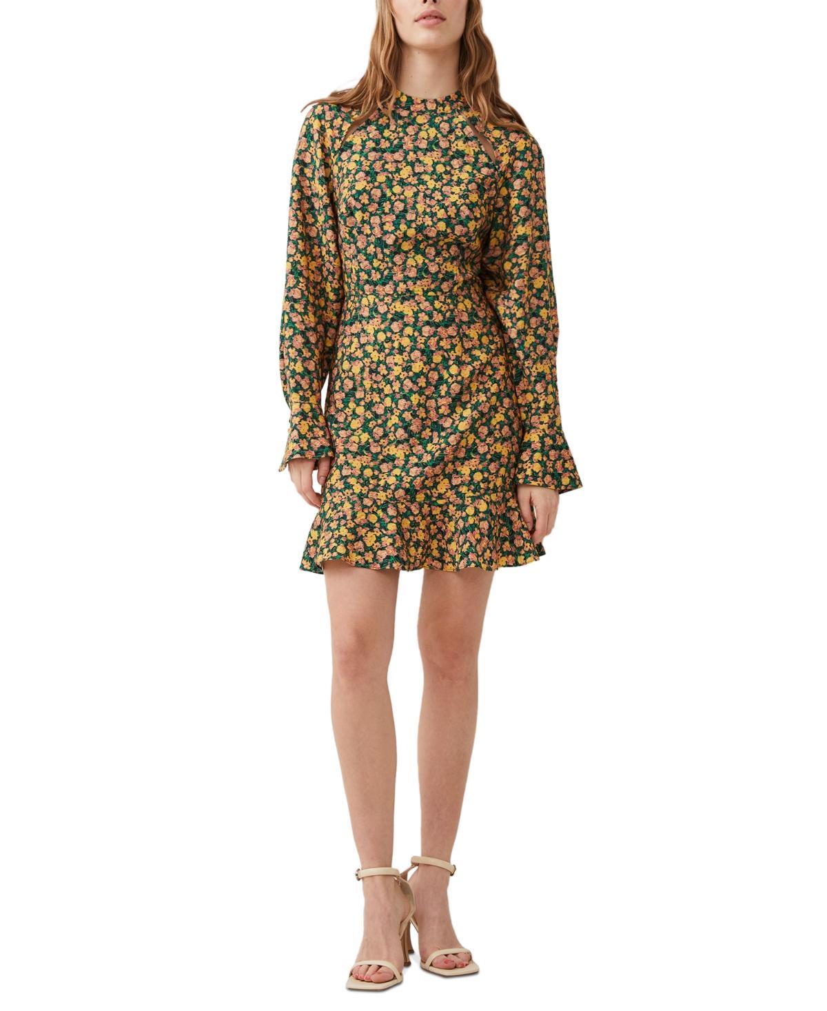 French Connection Aleezia textured long sleeve flippy mini dress Product Image
