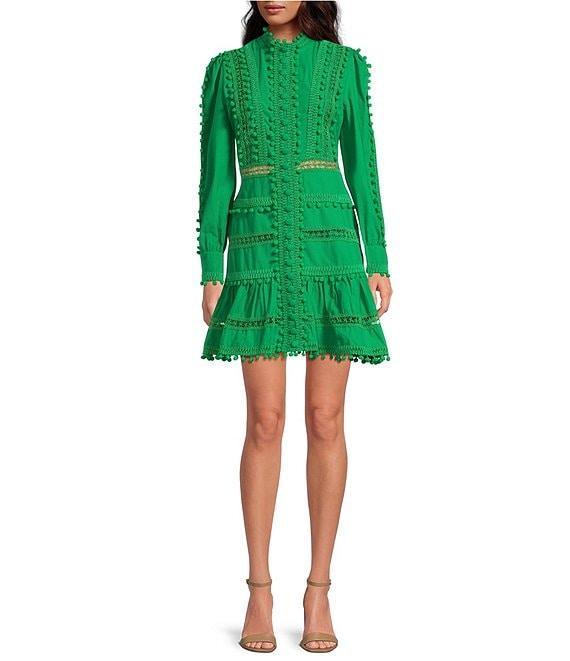 Layered With Love Carla Woven Mock Neck Long Sleeves Ruffle Tiered Hem Fit & Flare Mini Dress Product Image