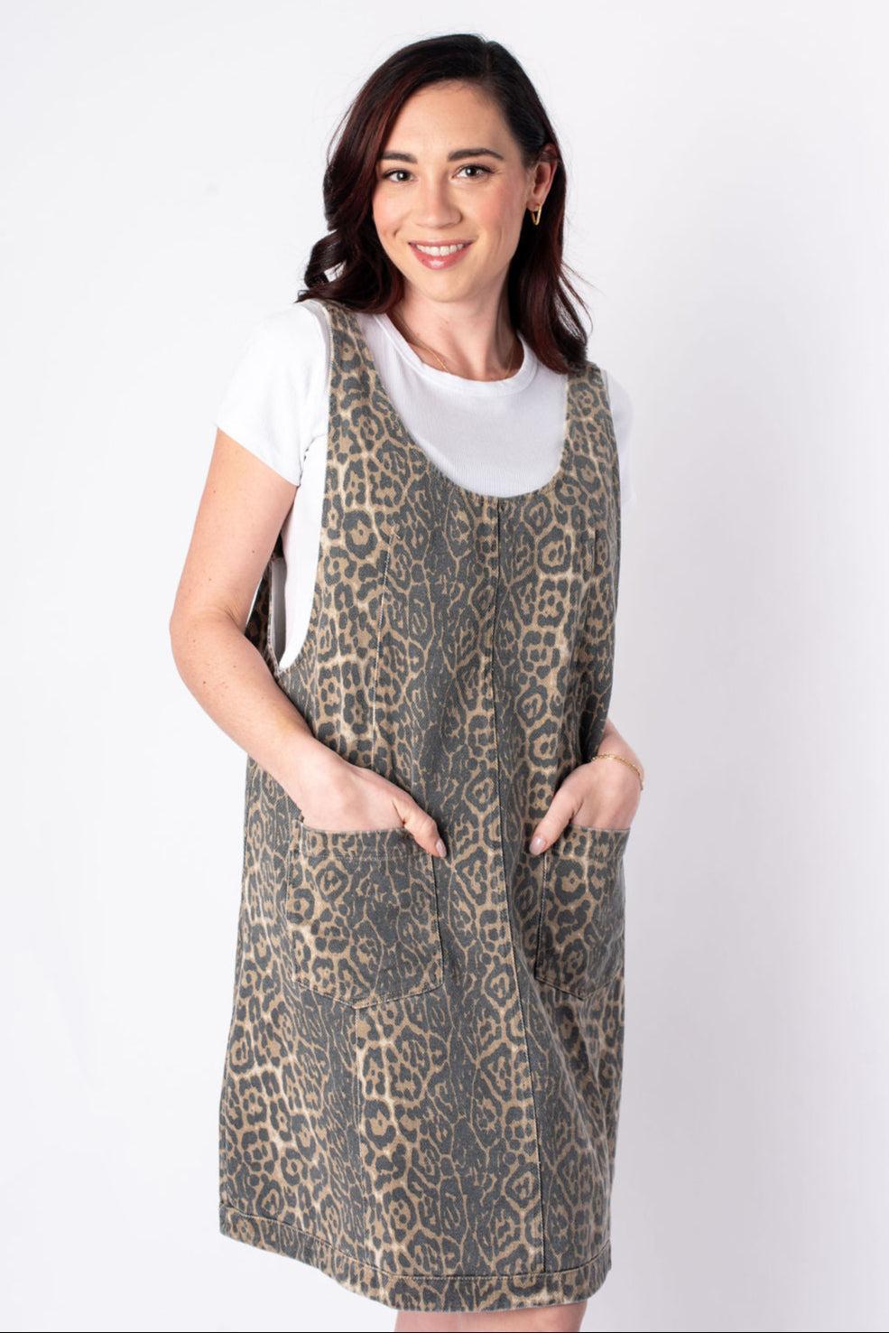 Carly Leopard Denim Dress Product Image