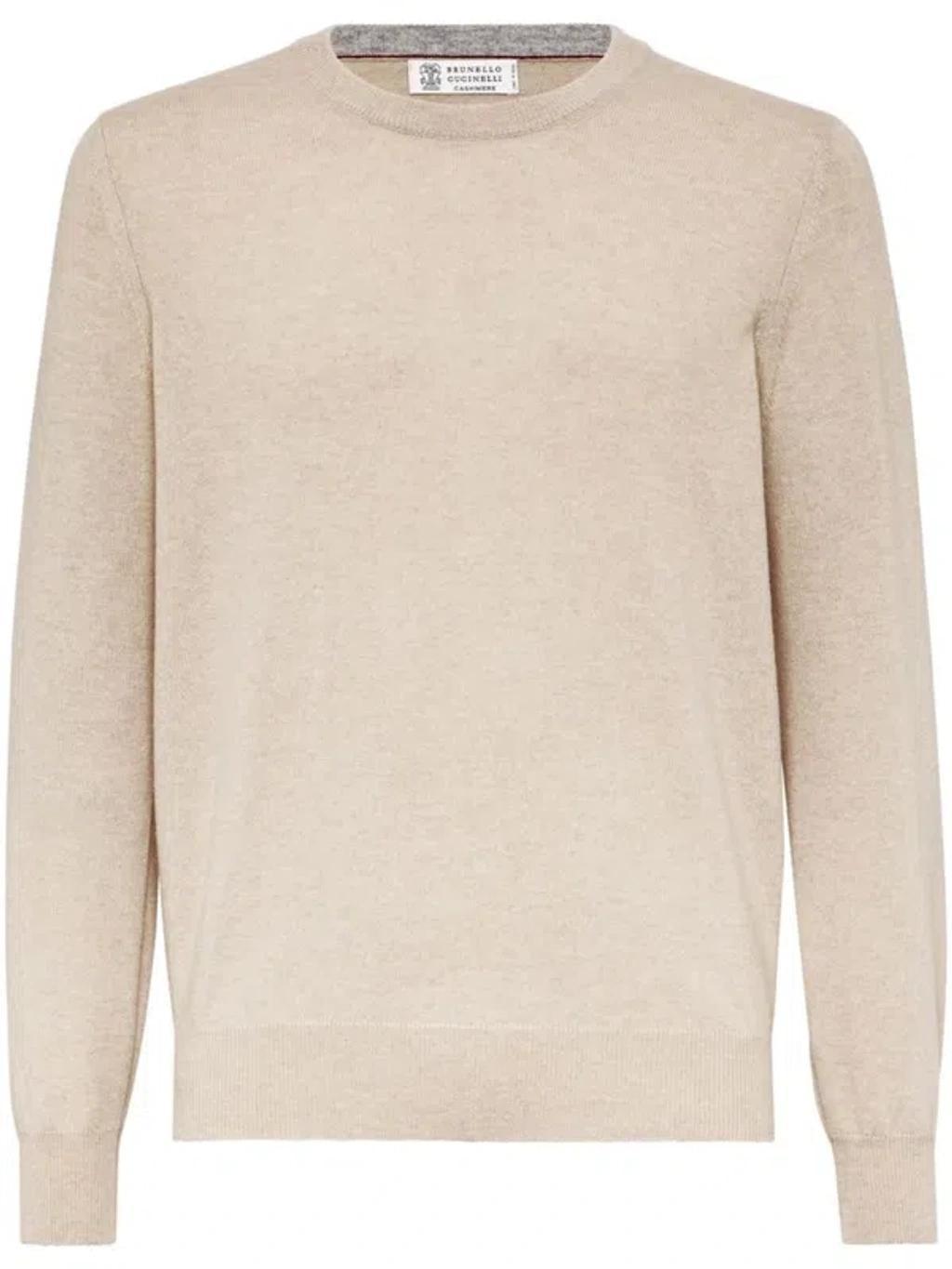 BRUNELLO CUCINELLI Cashmere Fitted Jumper In Beige Product Image