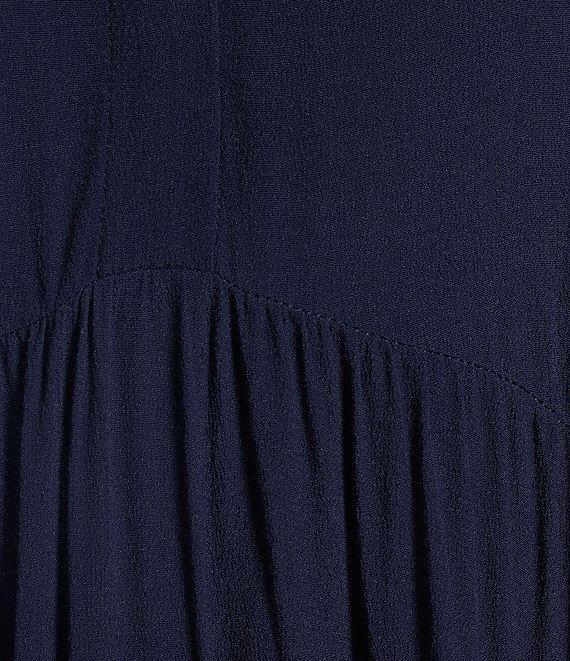 A Loves A Button Down Collar Short Balloon Cuff Sleeve Tiered Waistless Midi Shirt Dress Product Image