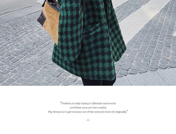 Notch Lapel Plaid Double-Breasted Coat Product Image