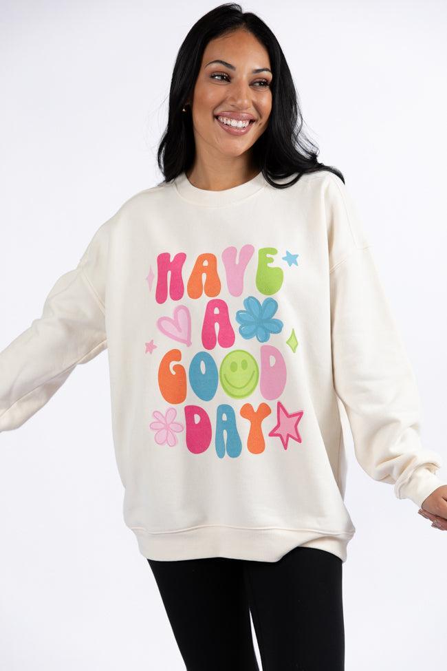 Have A Good Day Cream Graphic Sweatshirt Product Image