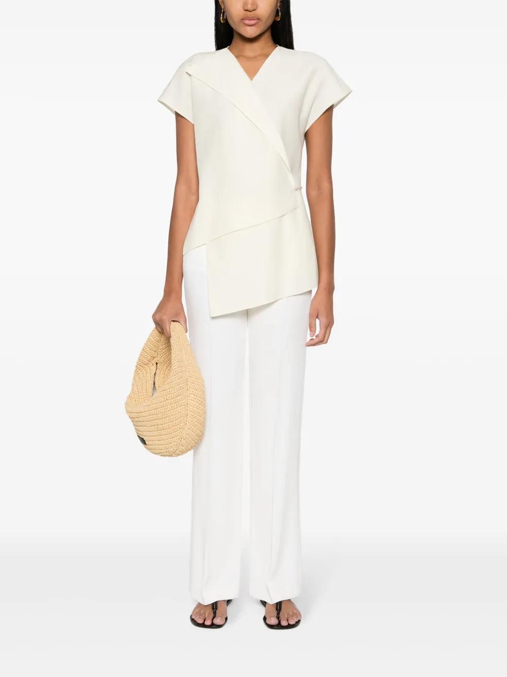 FABIANA FILIPPI V-neck Wrap Blouse In White Product Image