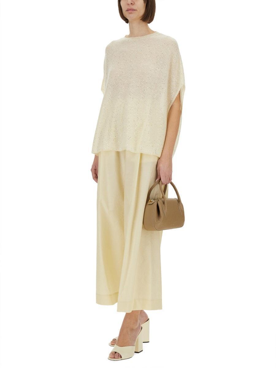 FABIANA FILIPPI Sequin-embellished Cape In Ivory Product Image