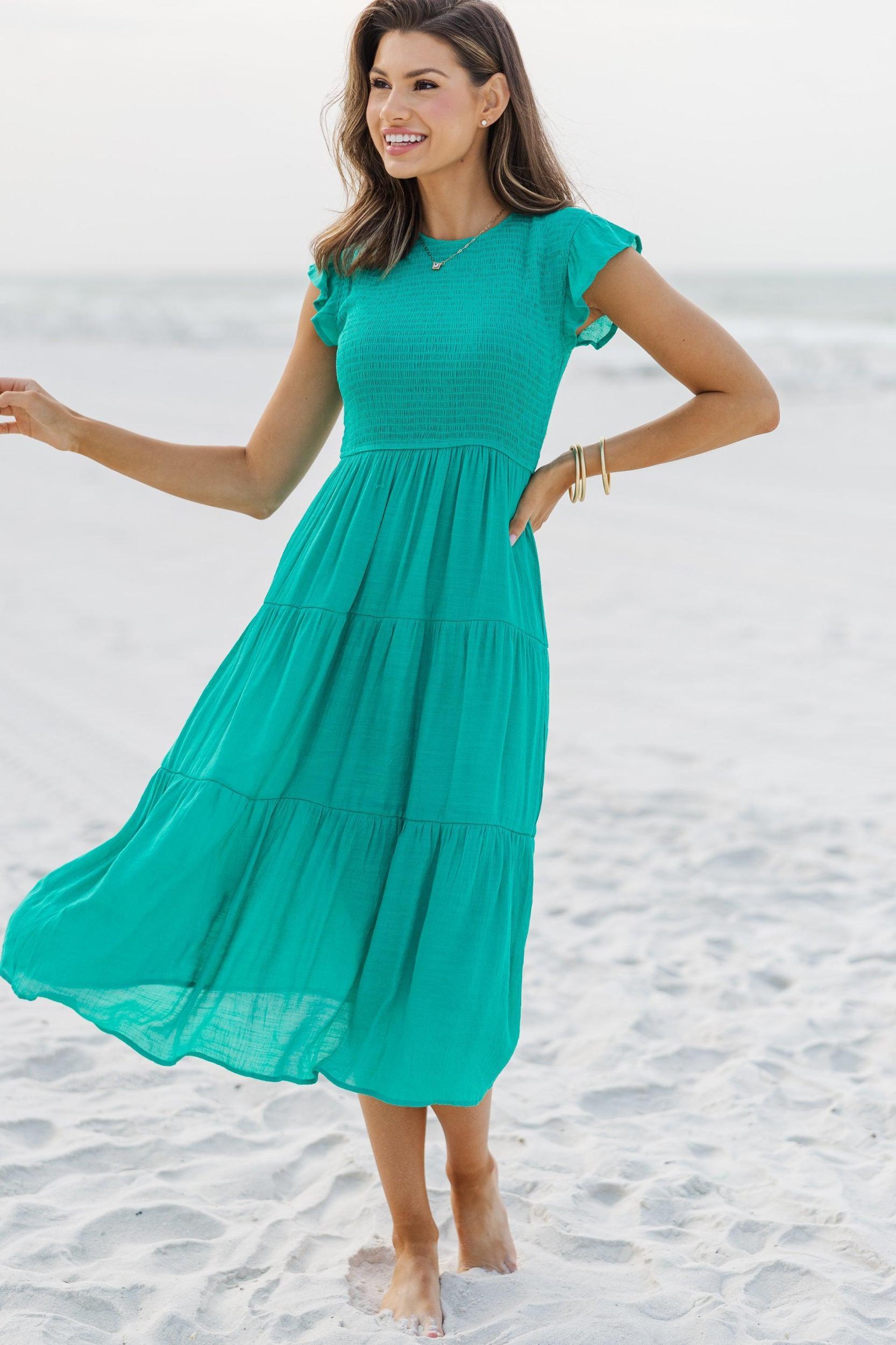 Learn From The Best Emerald Green Smocked Dress Female Product Image