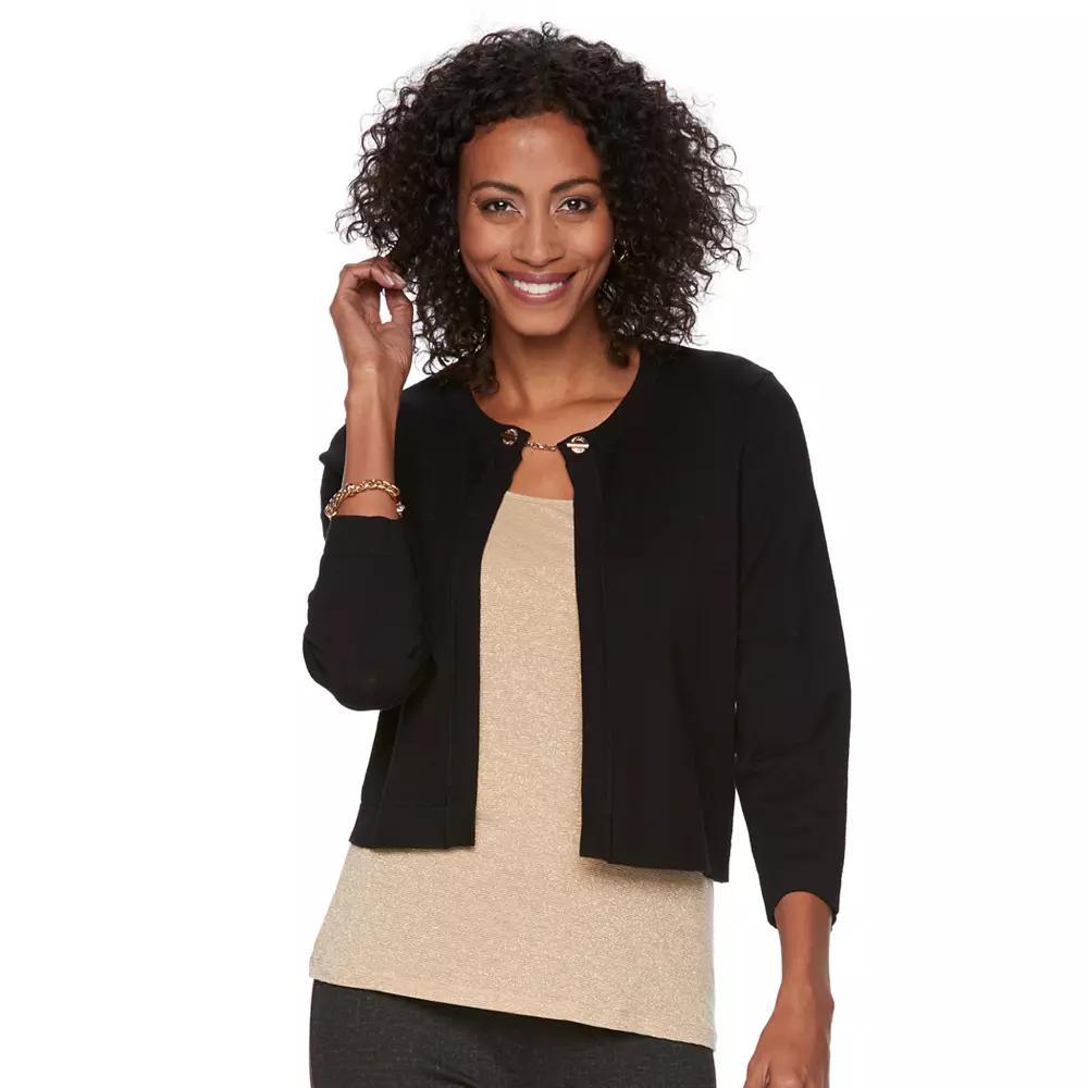 Womens Nina Leonard Chain-Detail Crop Bolero Product Image