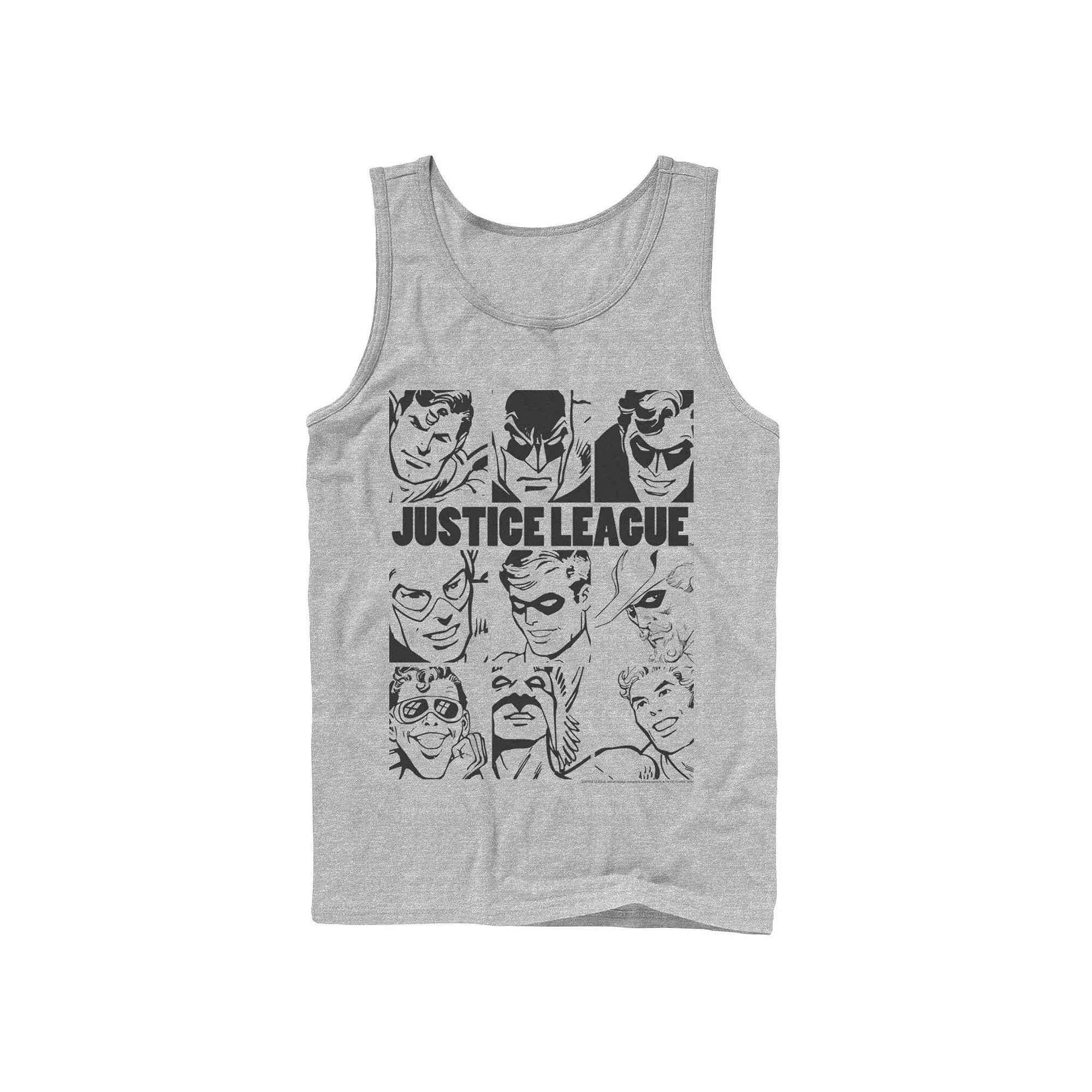Mens DC Comics Justice League Group Shot Panel Poster Tank Top Athletic Grey Product Image