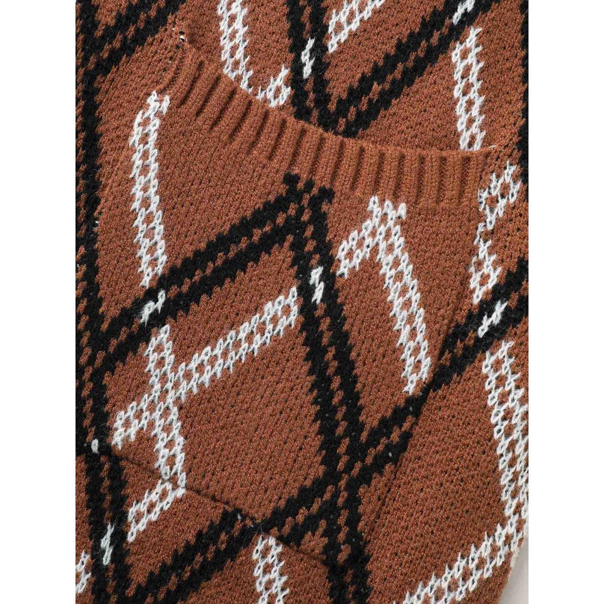 Plus Size Plaid Pocket Drop Shoulder Sleeve Cardigan Yellowishbrown Women Casual Loose Long Sleeve Everyday Cardigans BloomChic 28/5X Product Image