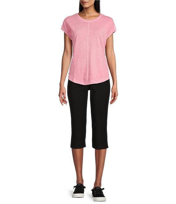 Westbound Petite Size Twist Sleeve Crew Neck Top Product Image