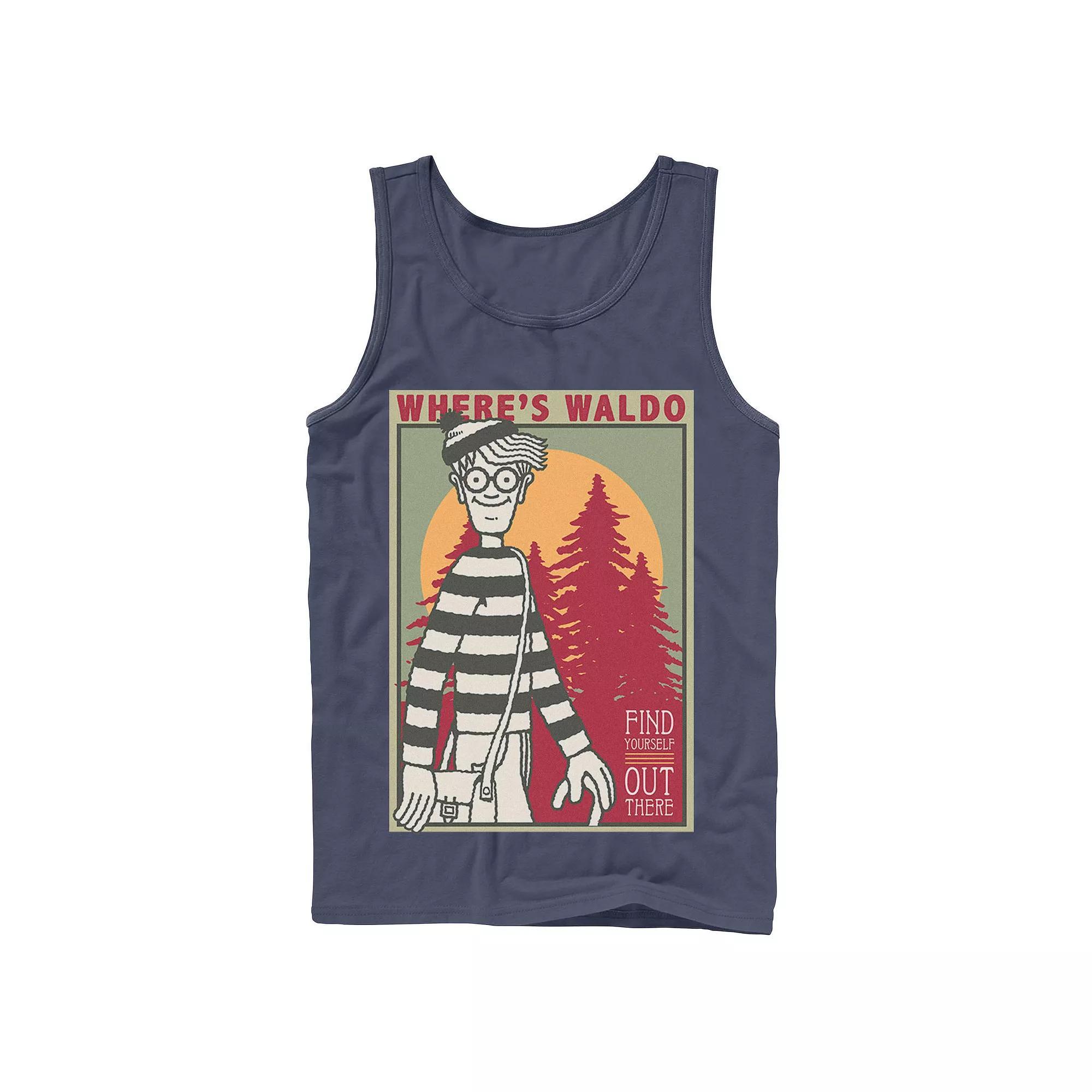 Men's Where's Waldo Find Yourself Poster Tank Top, Size: Small, Blue Product Image