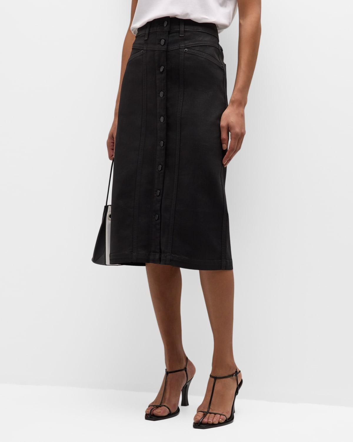 Womens Broadway Coated Midi-Skirt Product Image