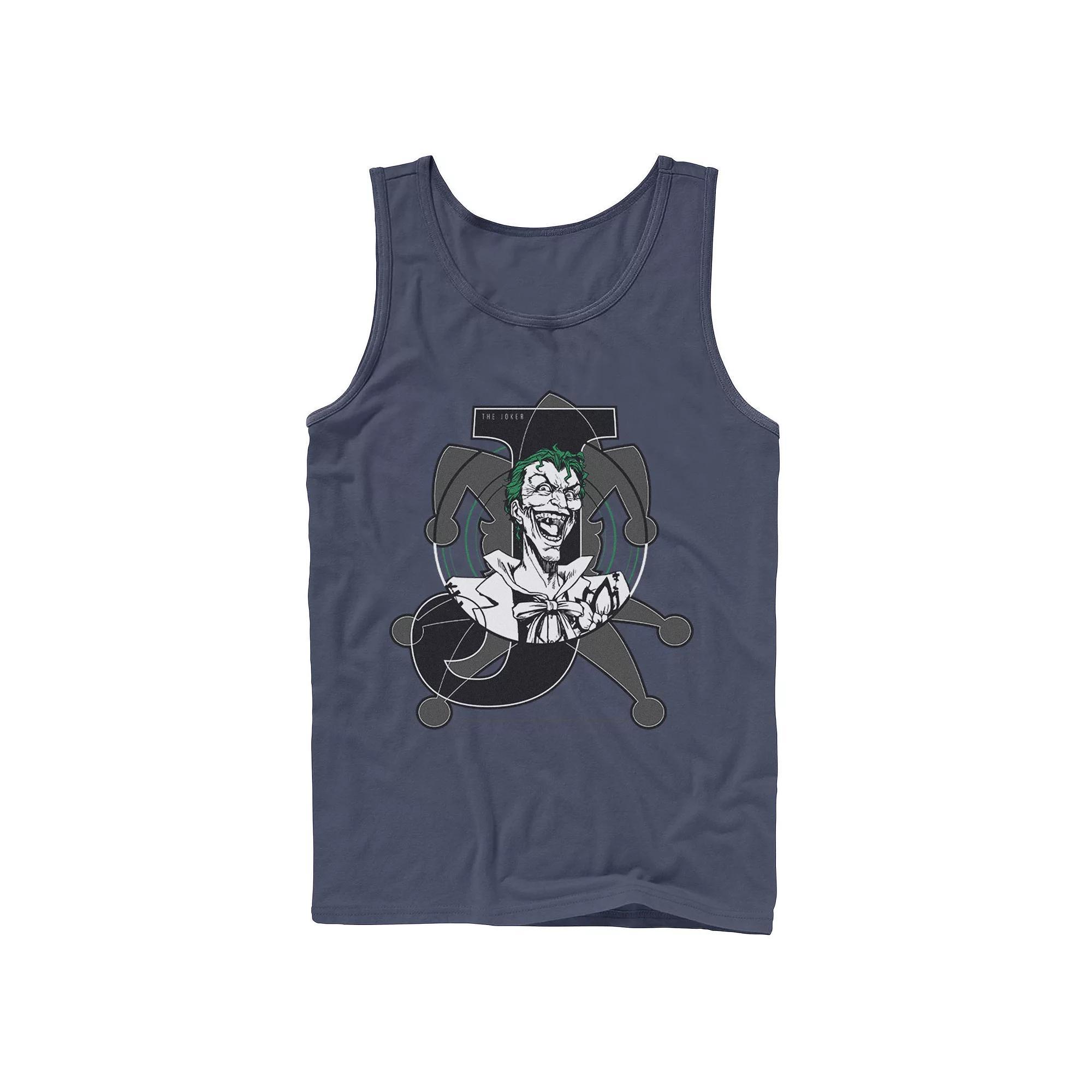 Men's DC Comics Joker Card Laughing Poster Tank Top, Size: Large, Black Product Image