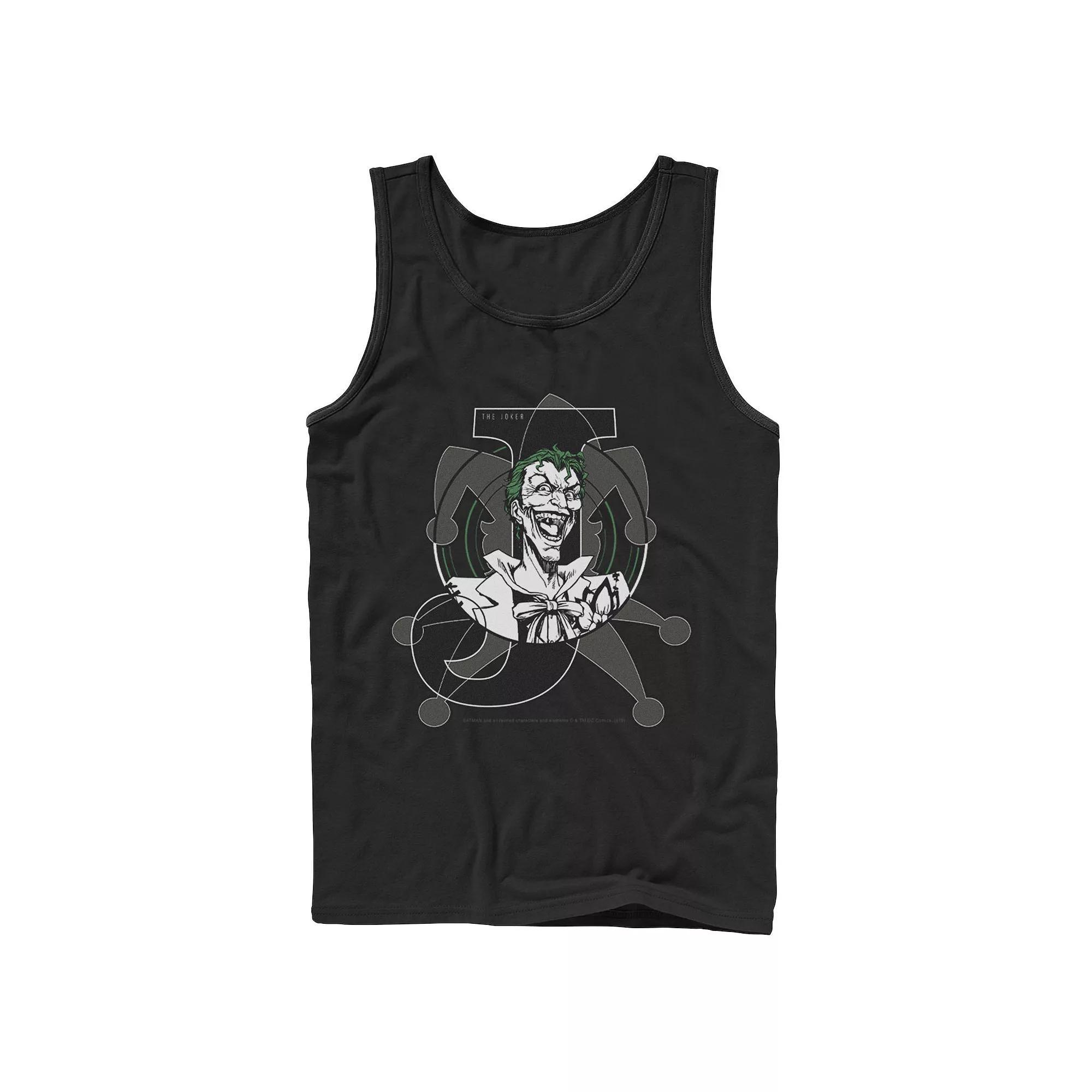 Men's DC Comics Joker Card Laughing Poster Tank Top, Size: Large, Black Product Image