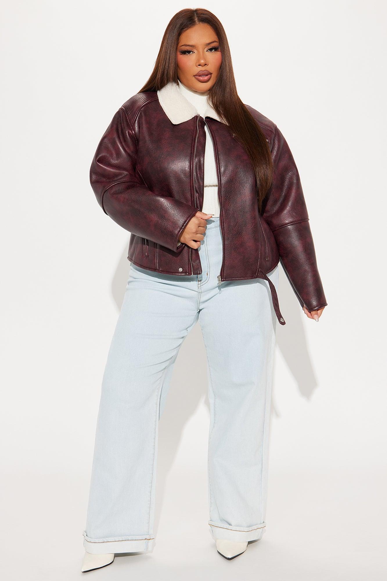 Bad Side Washed Moto Jacket - Burgundy Product Image
