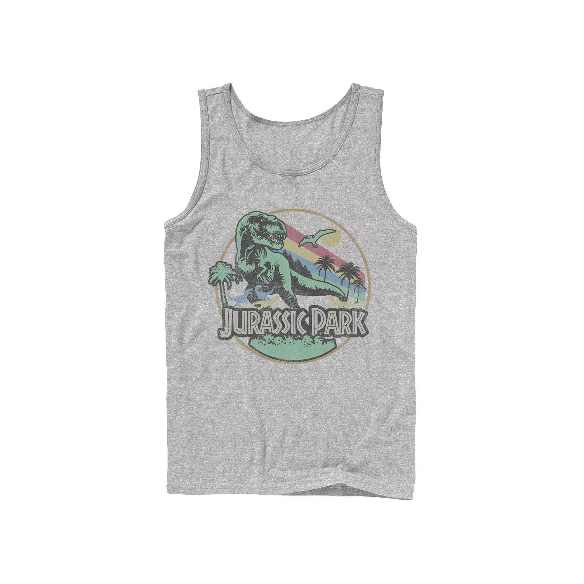 Men's Jurassic Park Retro Circle Tank Top, Size: Large, White Product Image
