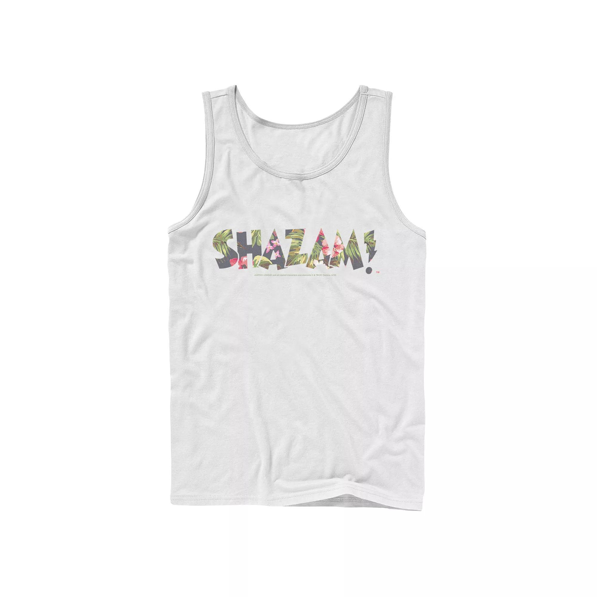 Men's DC Comics Shazam Tropical Logo Tank Top, Size: Large, White Product Image