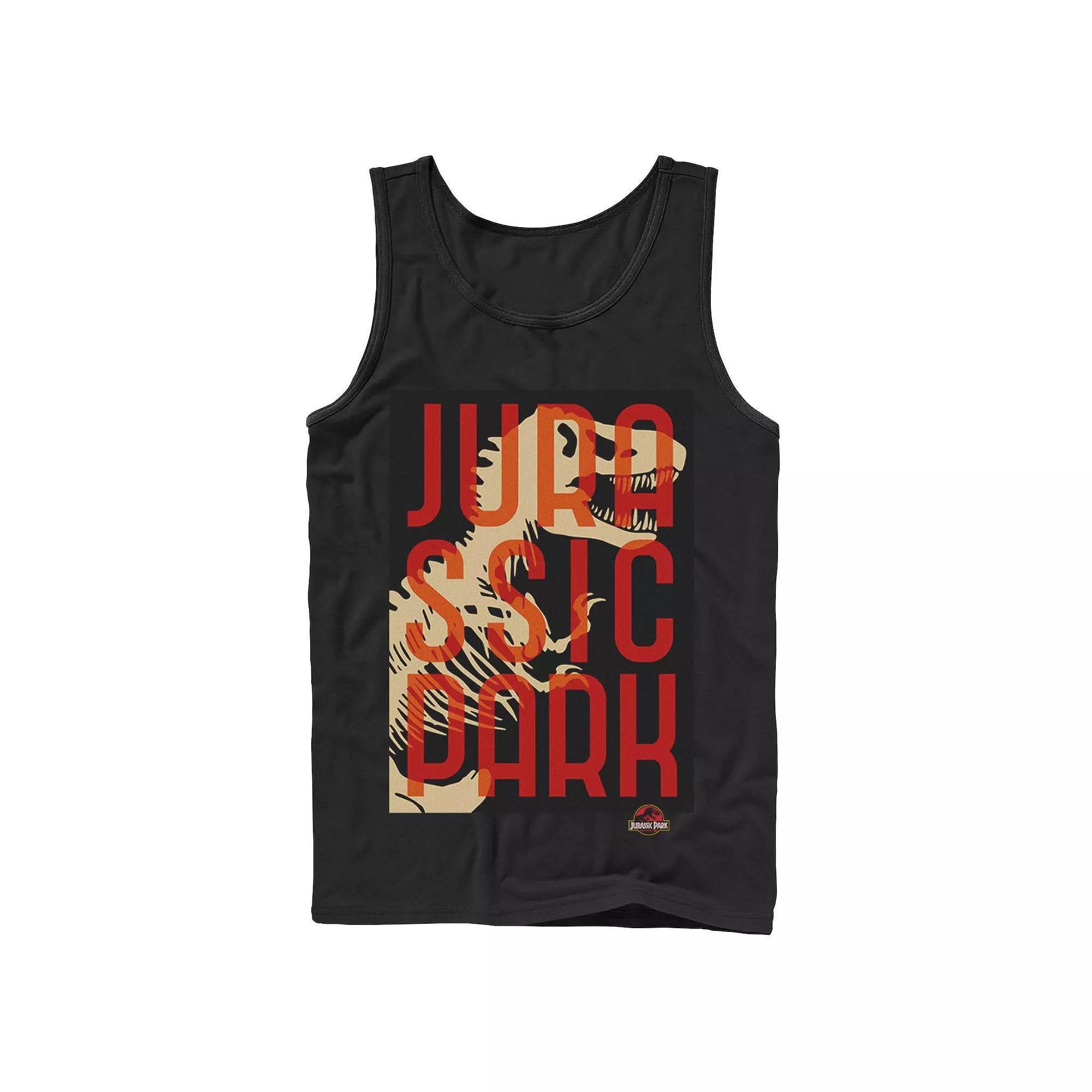 Men's Jurassic Park Split Typography T-Rex Bones Tank Top, Size: Large, Black Product Image