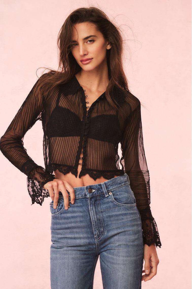 Koto Sheer Lace-Trimmed Top Product Image