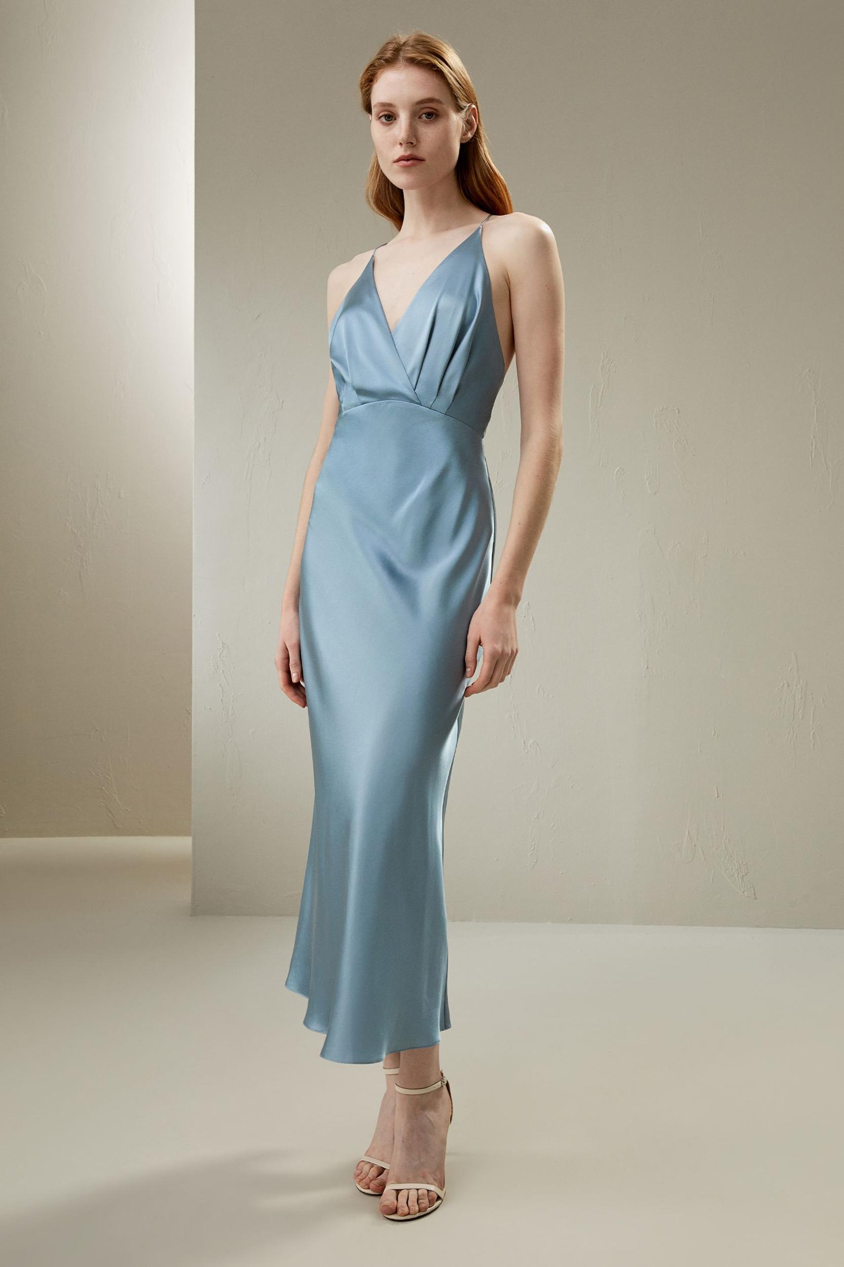 Back Tie Silk Maxi Dress Product Image