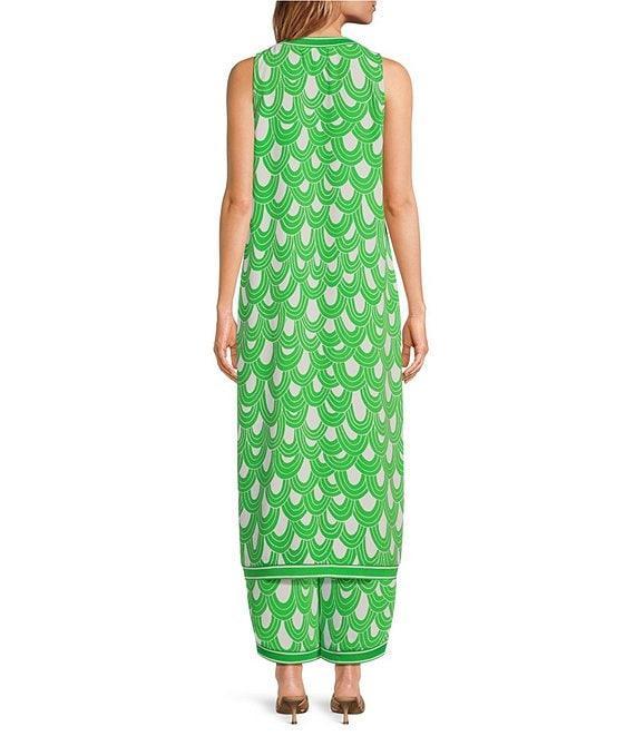 Trina Turk Woven Printed V-Neck Sleeveless Button Front Slice Tunic Product Image