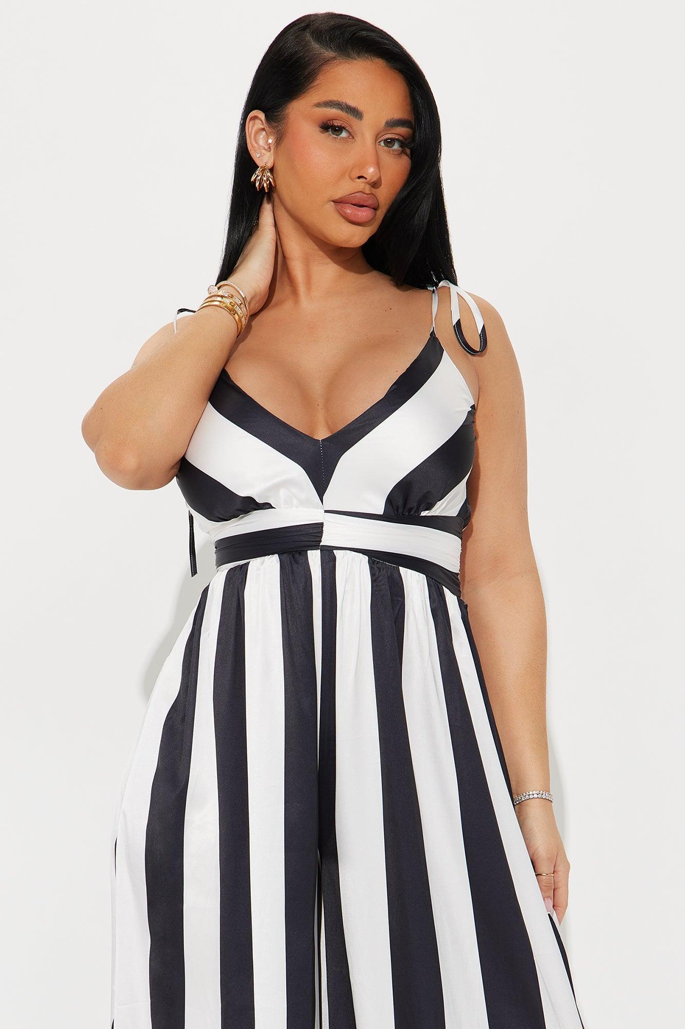 All An Illusion Satin Jumpsuit - Black/White Product Image