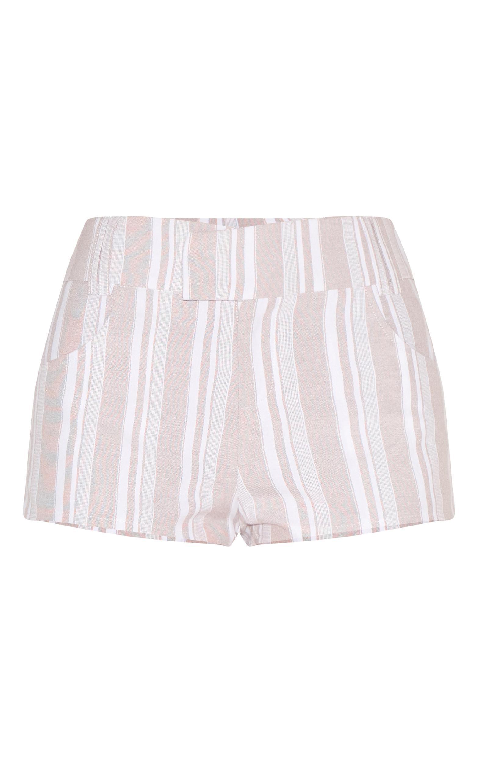 Sand Striped Woven Mini Shorts Product Image