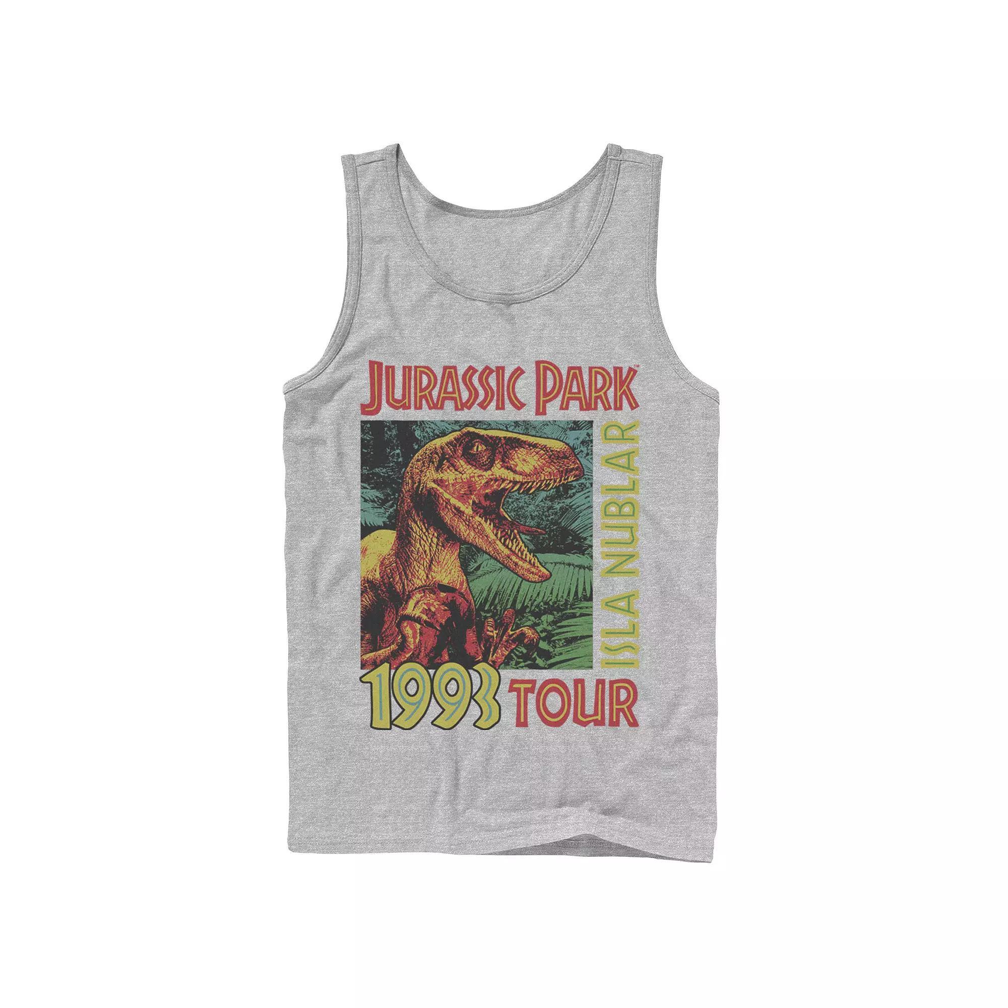 Men's Jurassic Park Isla Nublar 1993 Tour Poster Tank Top, Size: Small, Grey Product Image
