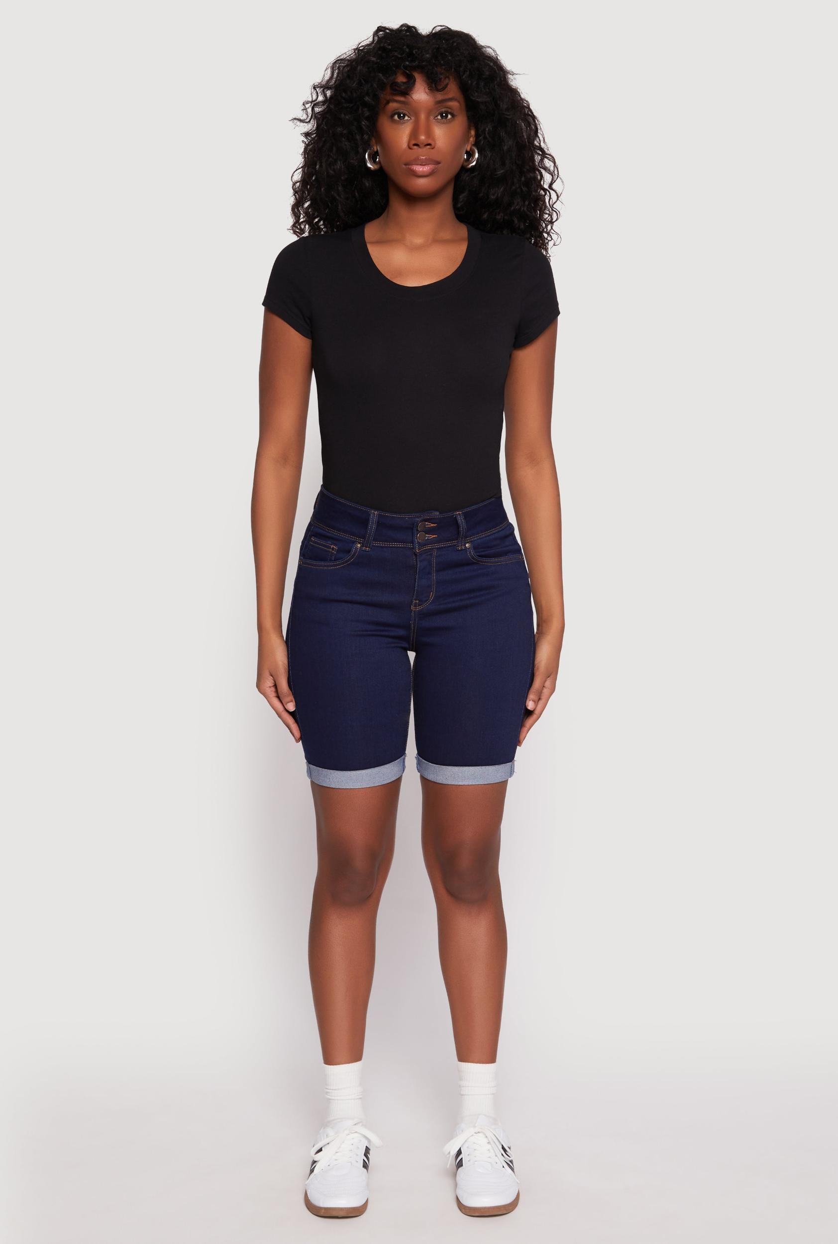 Womens WAX Fixed Cuff Bermuda Denim Shorts Product Image