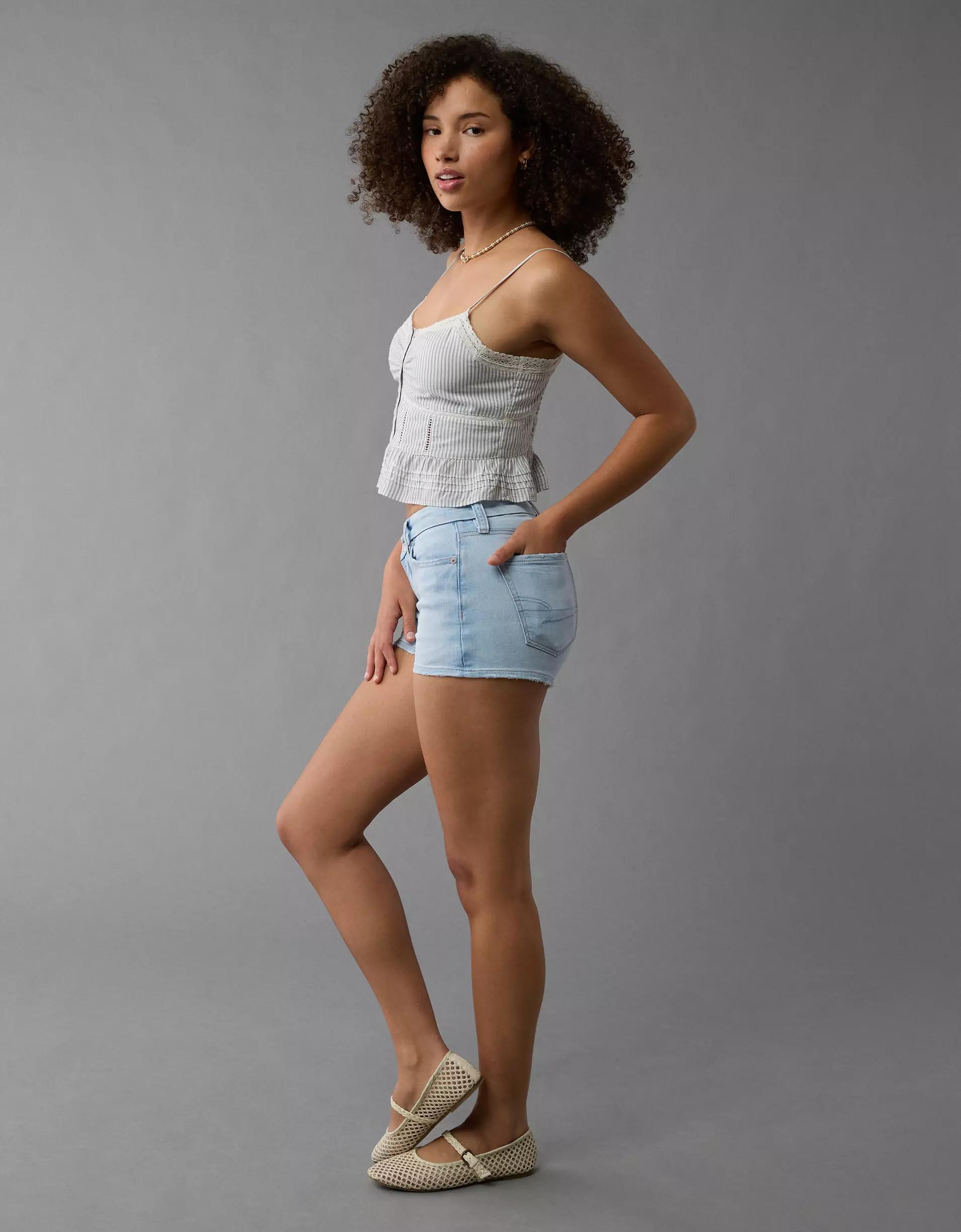 AE Next Level Curvy High-Waisted Denim Short Short Product Image