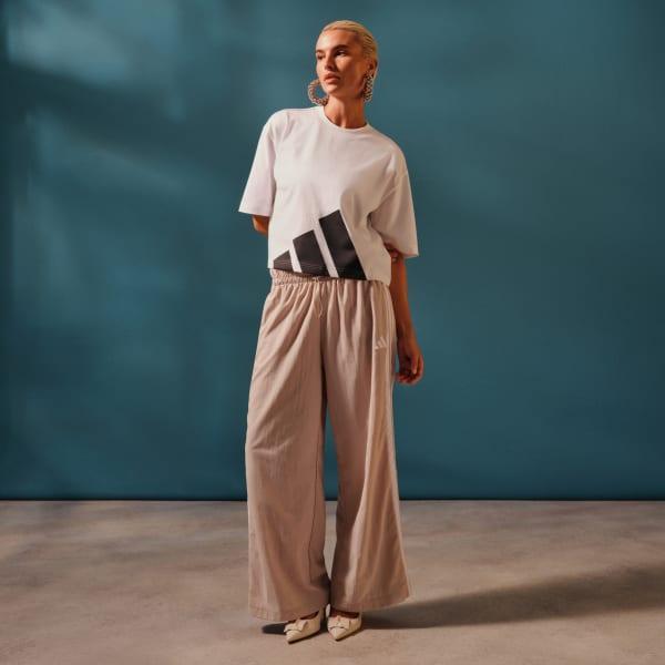 adidas Essentials 3-Stripes Lifestyle Woven Parachute Pants Beige L Womens Product Image