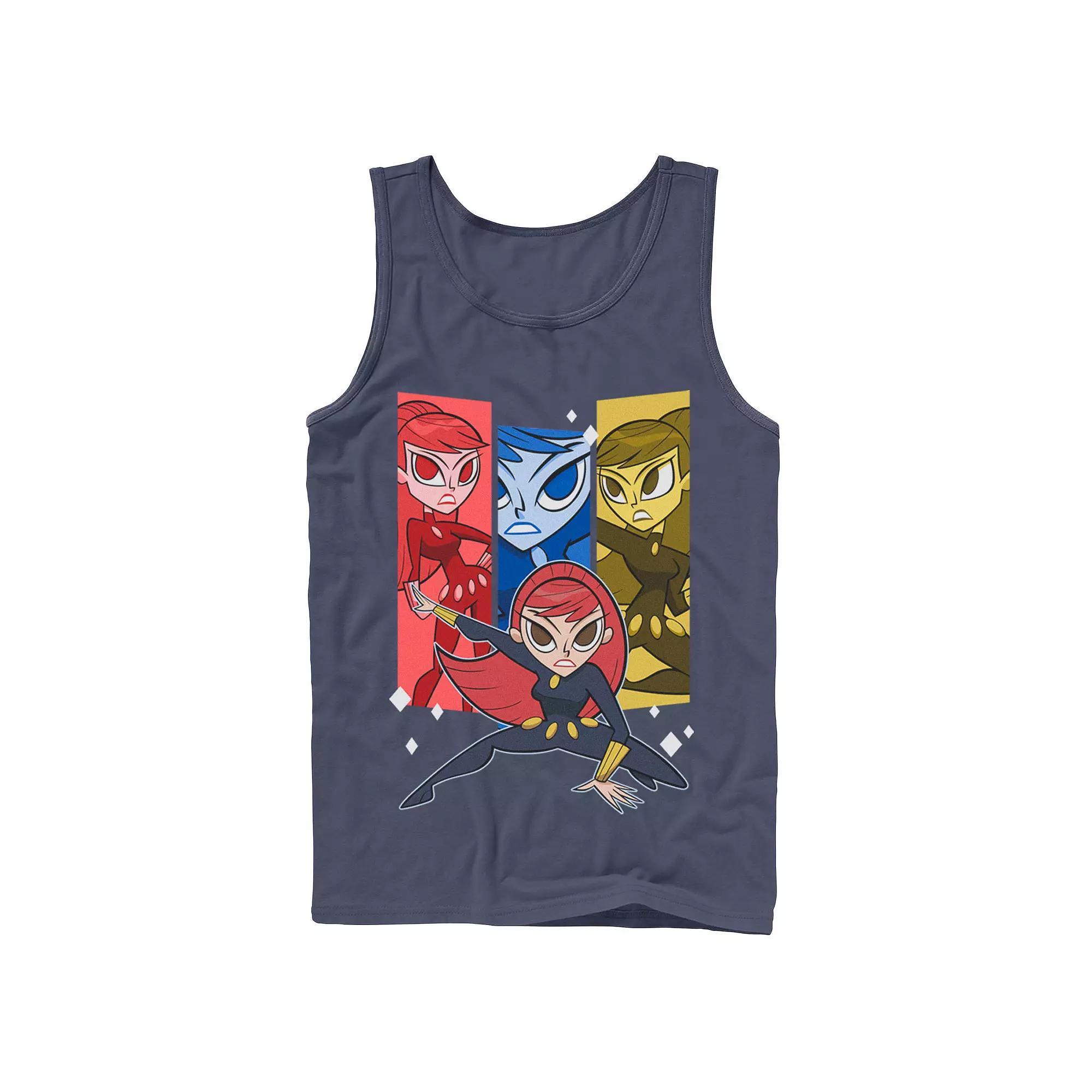 Men's Marvel Black Widow Action Stance Colorful Portrait Panels Tank Top, Size: Small, Blue Product Image