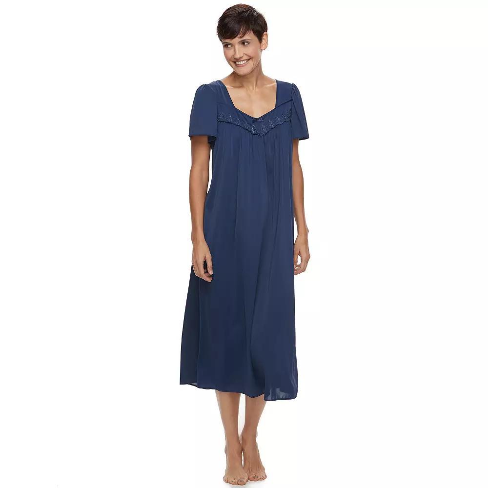 Petite Miss Elaine Essentials Short Sleeve Nightgown, Women's, Size: Small Petite, Blue Product Image