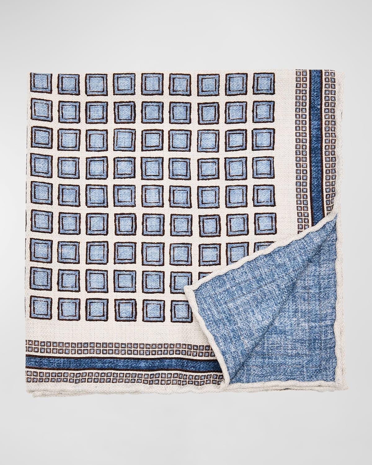 Mens Geometric Design Silk Pocket Square Product Image