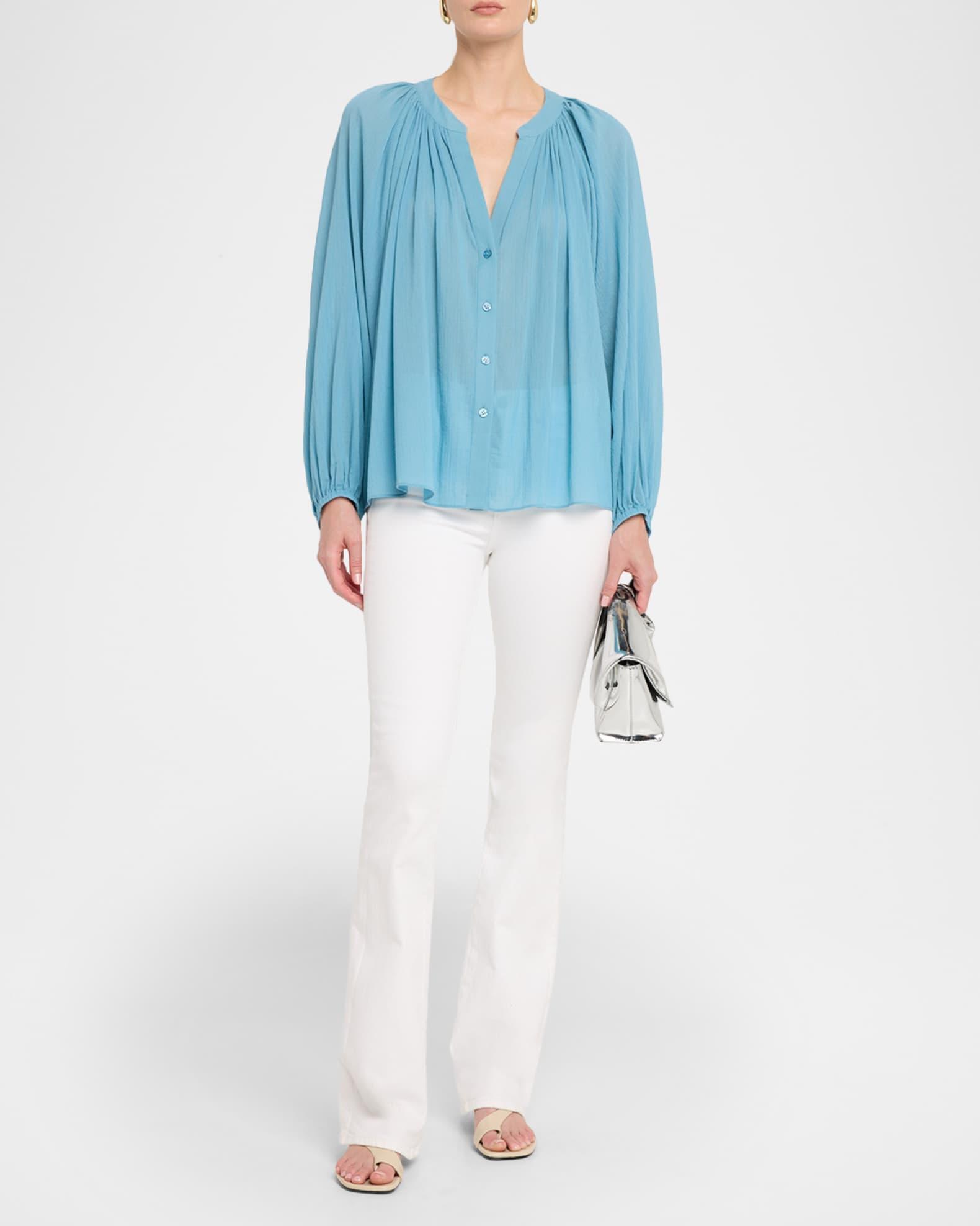 Edme Ruched Cotton Blouse Product Image