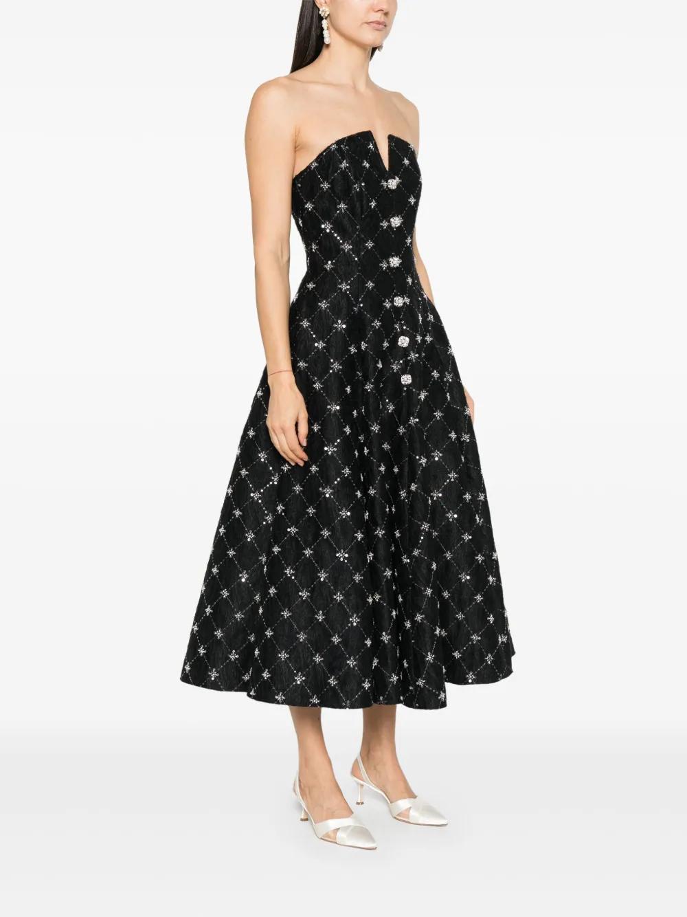 embroidered jacquard midi dress Product Image