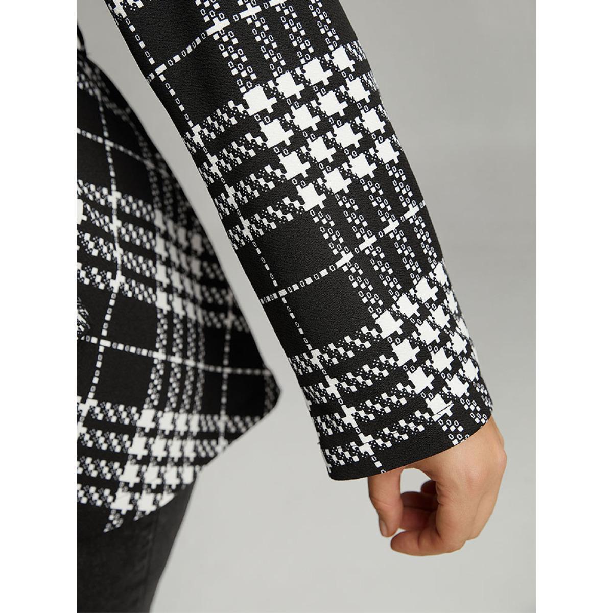 Plus Size Plaid Belted Asymmetrical Hem Coat Women Black Elegant Belted Ladies Dailywear Winter Coats BloomChic 18-20/2X Product Image