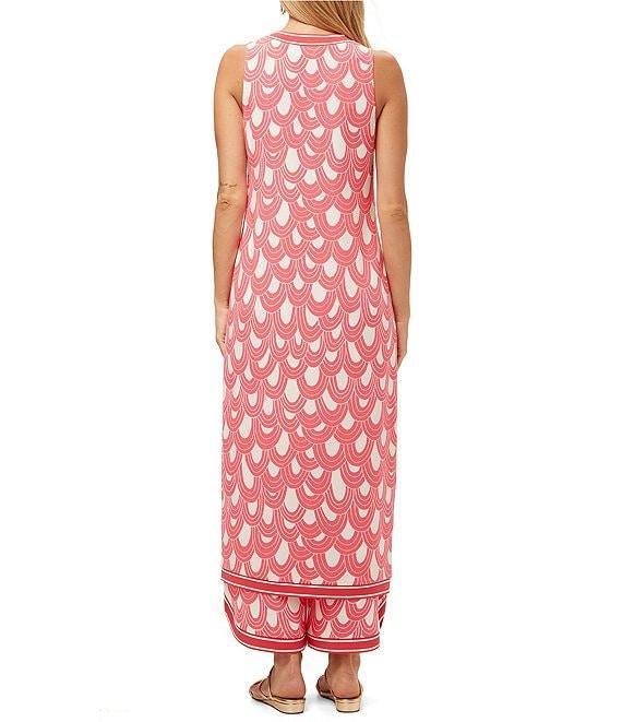 Trina Turk Woven Printed V-Neck Sleeveless Button Front Slice Tunic Product Image