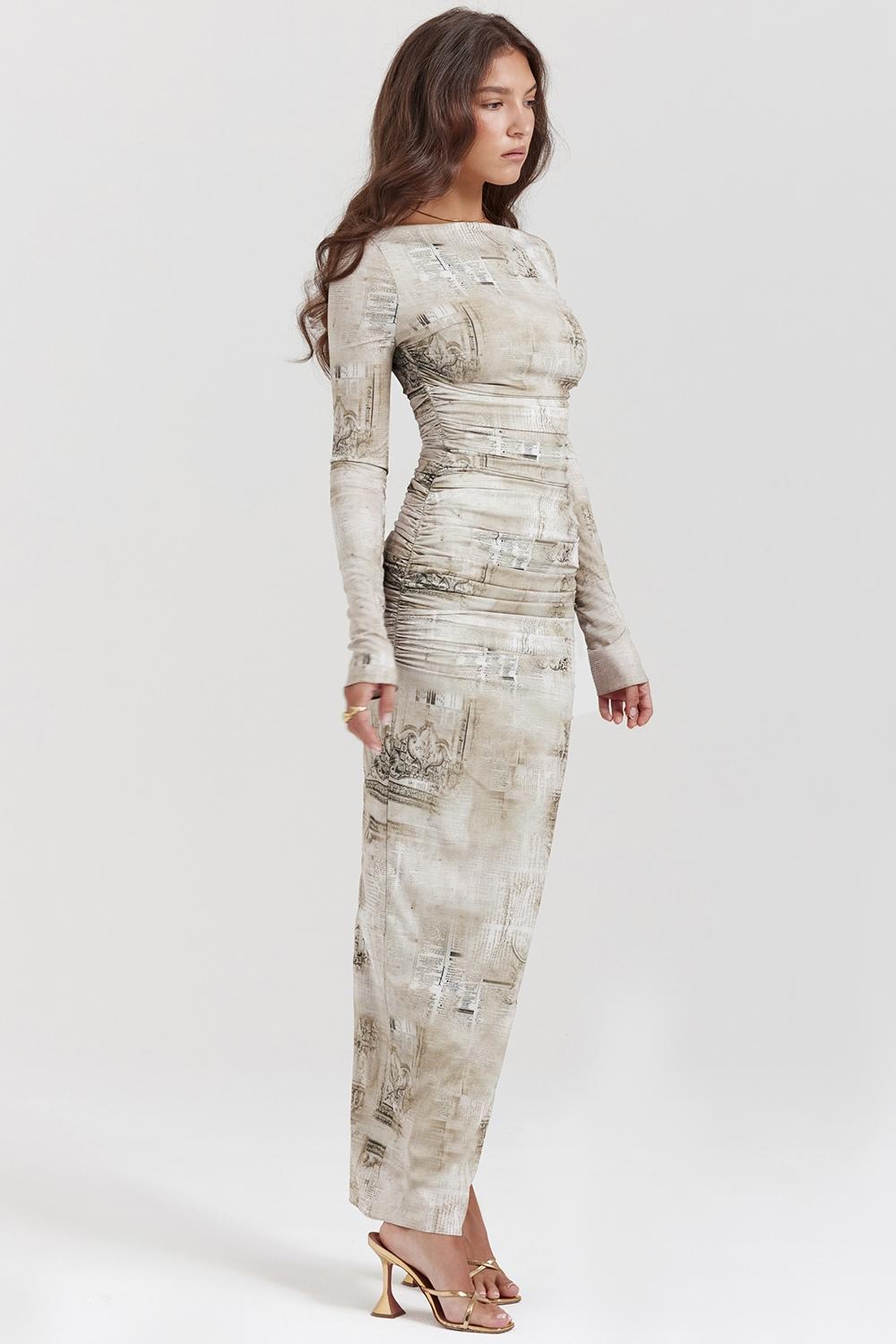 Lanetta Pale Sage Print Maxi Dress Product Image