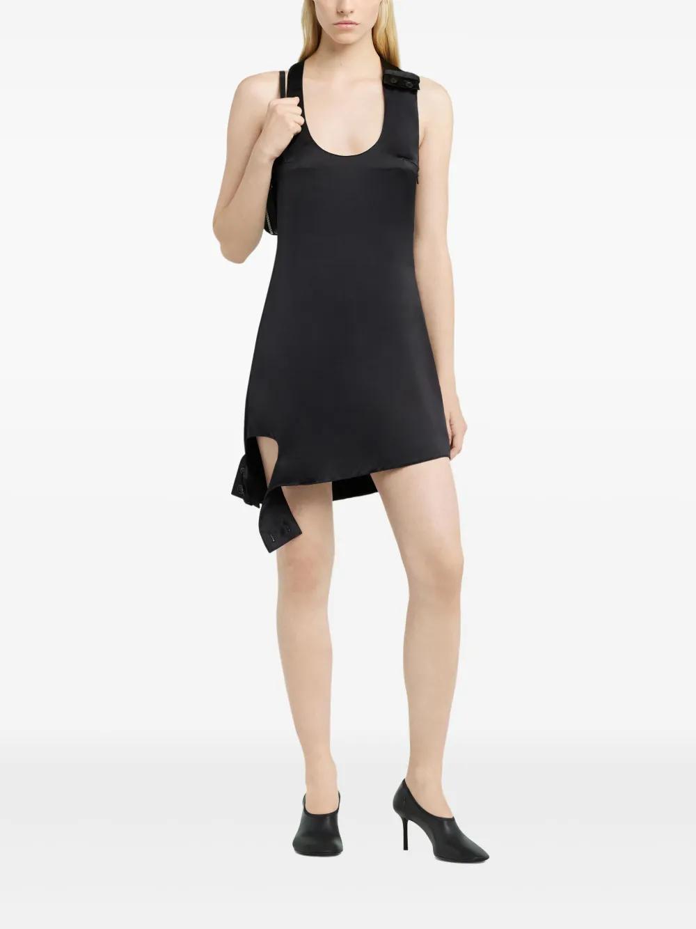 COURRÈGES Double-buckle Satin Dress In Black Product Image