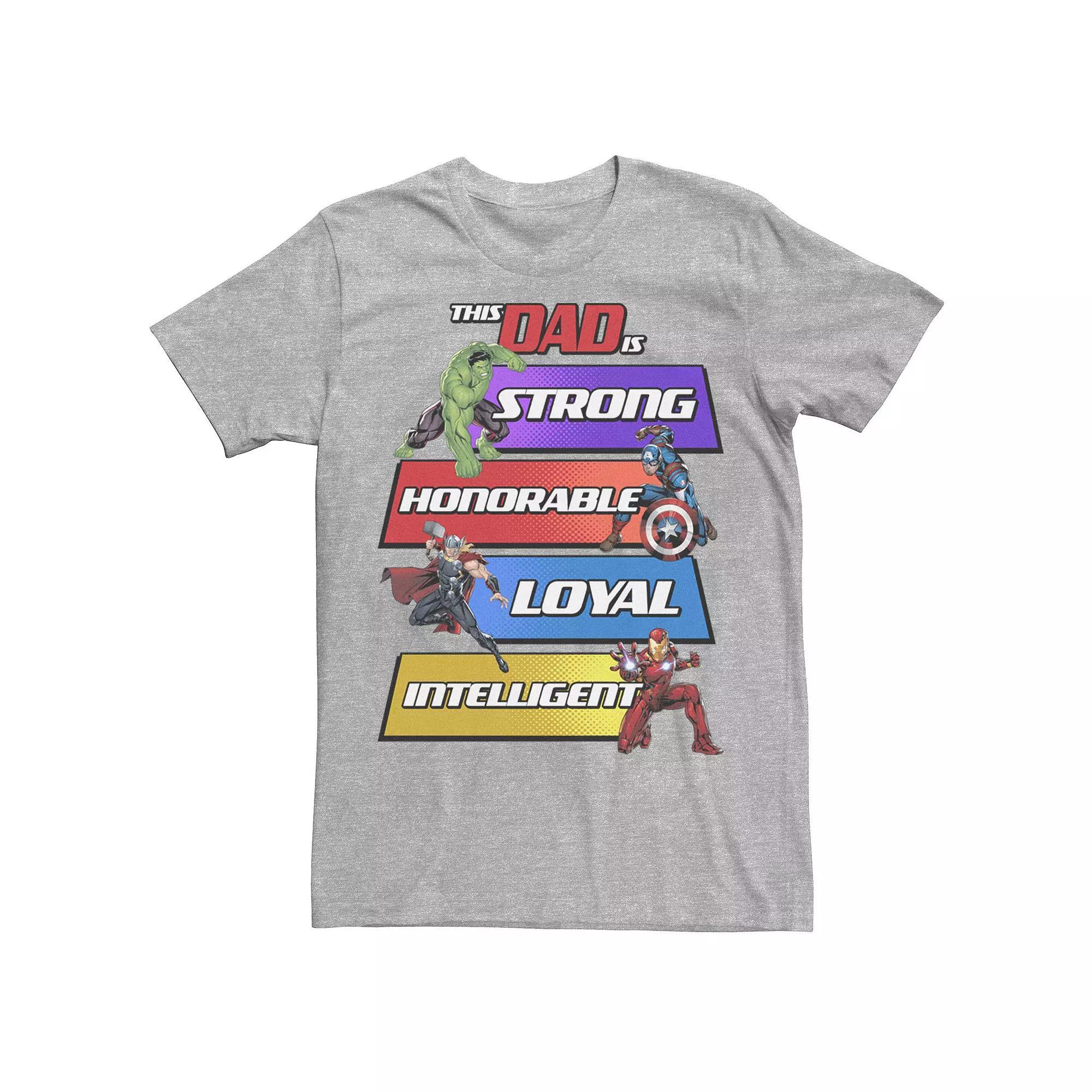 Mens Marvel Hulk Captain America Thor Iron Man This Dad Is Panels Graphic Tee Athletic Grey Product Image