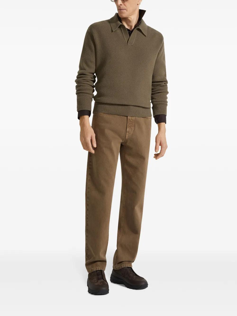 ZEGNA Oasi Cashmere Polo Shirt In Dark Khaki Mélange Product Image