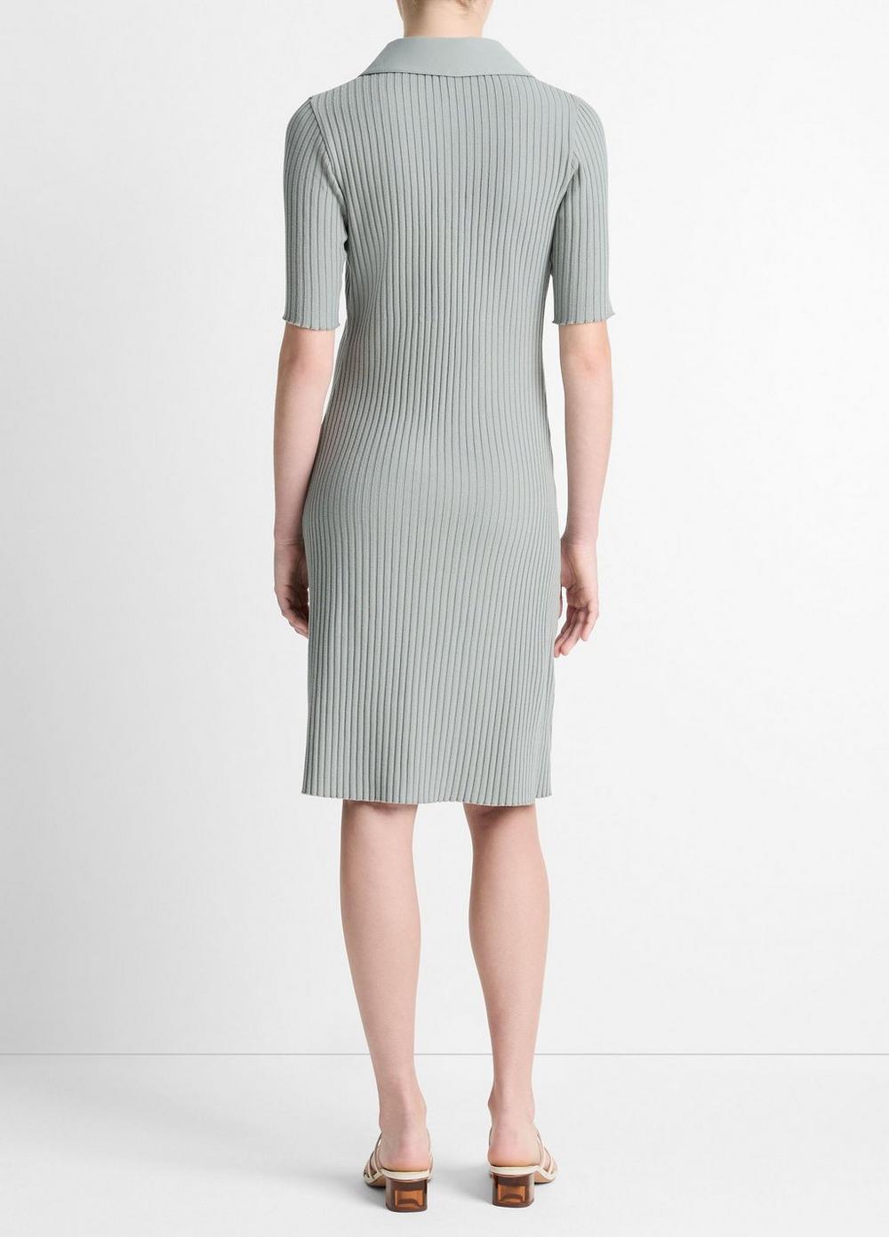 Womens Cotton-Blend Elbow-Sleeve Polo Dress, Black, Size S Vince Product Image
