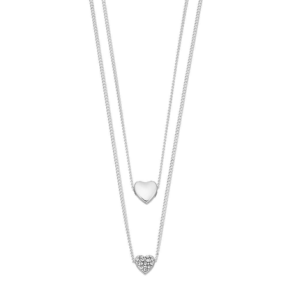 LC Lauren Conrad Layered Heart Necklace, Women's, Clear Product Image