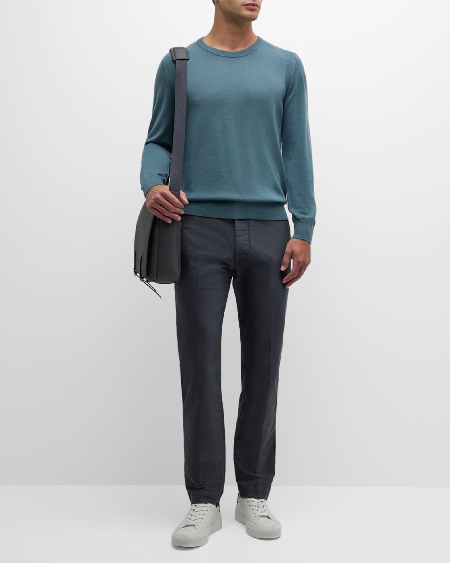 Mens Saddle-Shoulder Merino Wool Knit Sweater Product Image